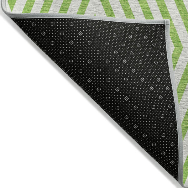 8' X 10' Lime Green and White Geometric Washable Non Skid Indoor Outdoor Area Rug