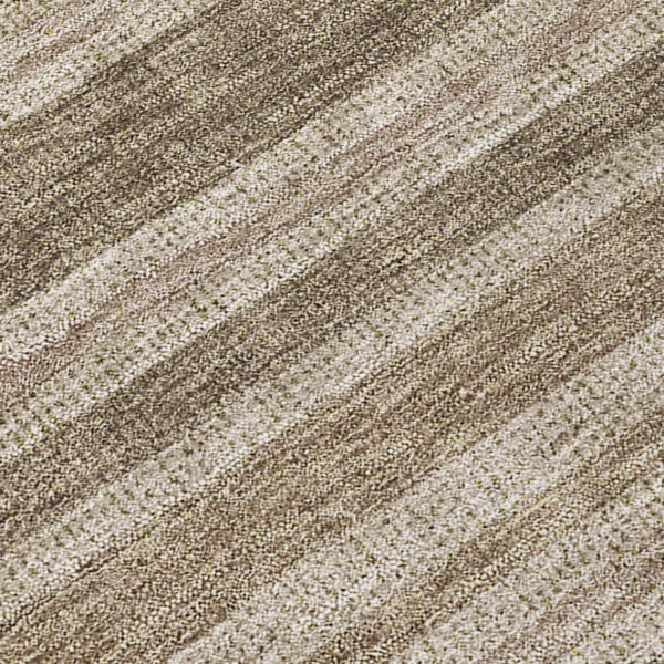 8' X 8' Taupe Round Striped Washable Indoor Outdoor Area Rug