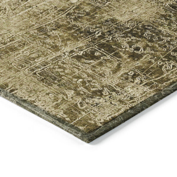 10' X 14' Green Abstract Washable Non Skid Indoor Outdoor Area Rug