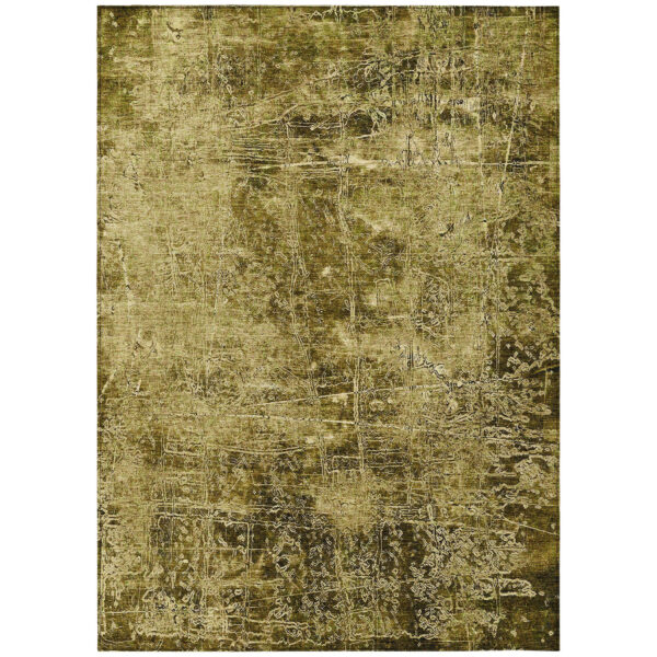 10' X 14' Green Abstract Washable Non Skid Indoor Outdoor Area Rug