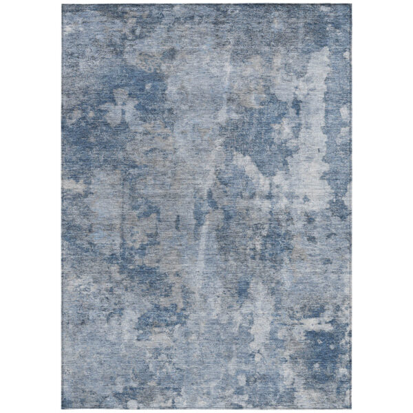 10' X 14' Blue Abstract Washable Non Skid Indoor Outdoor Area Rug