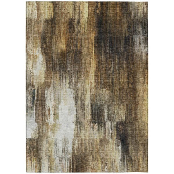 9' X 12' Chocolate Abstract Washable Non Skid Indoor Outdoor Area Rug