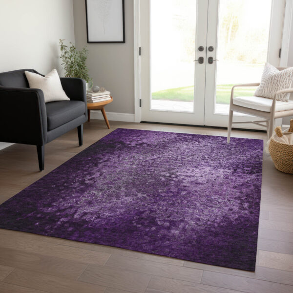 8' X 10' Purple Washable Non Skid Indoor Outdoor Area Rug