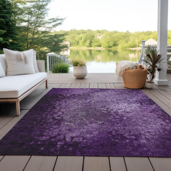 8' X 10' Purple Washable Non Skid Indoor Outdoor Area Rug