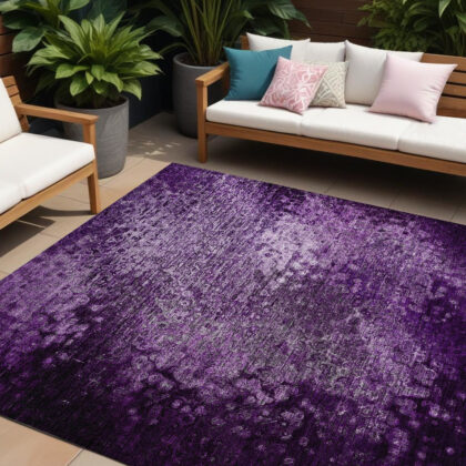 8' X 10' Purple Washable Non Skid Indoor Outdoor Area Rug