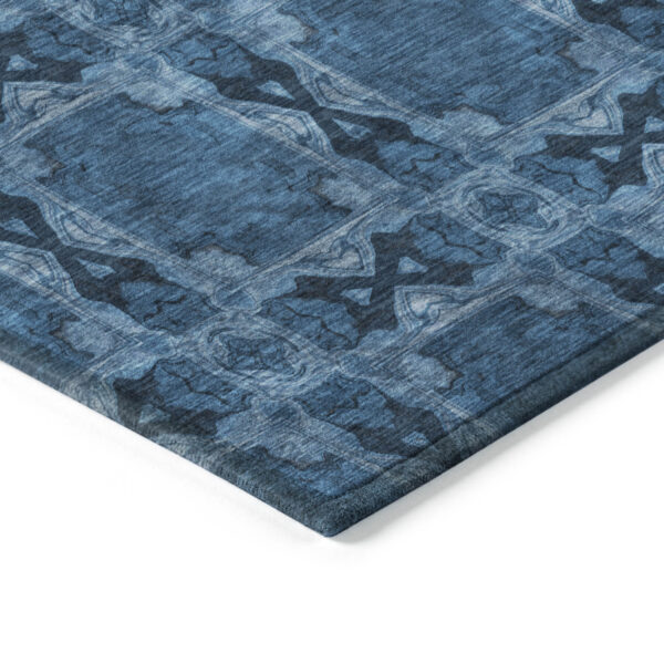 8' X 10' Navy and Gray Floral Medallion Washable Non Skid Indoor Outdoor Area Rug
