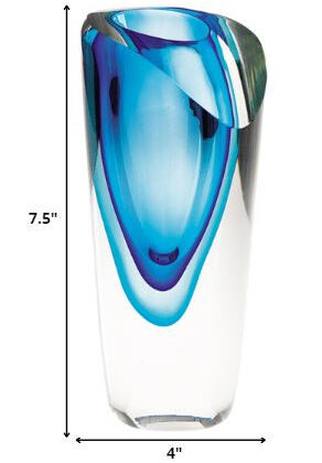 75 Mouth Blown Glass Blue Vase