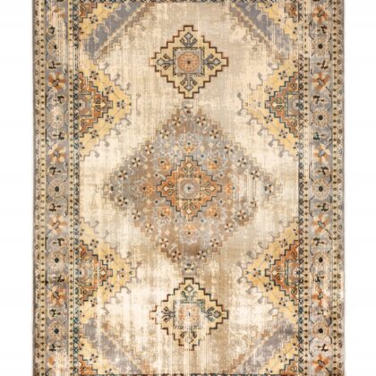 8’ X 10’ Gray And Beige Aztec Pattern Area Rug