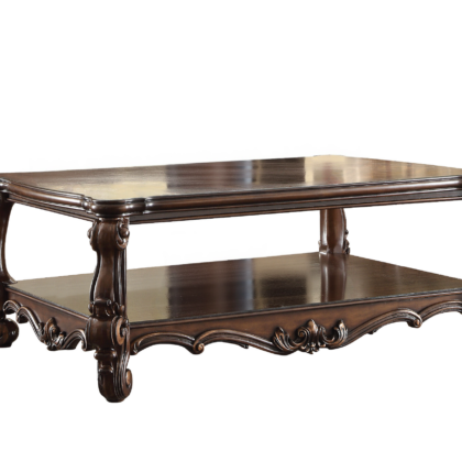 59" Brown Wood And Polyresin Coffee Table With Shelf