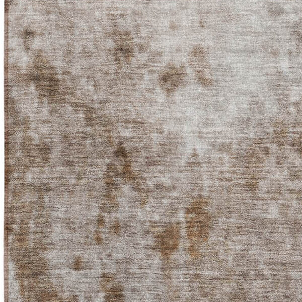 8' Brown And Off White Abstract Washable Indoor Outdoor Runner Rug