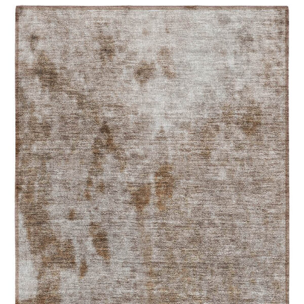 8' Brown And Off White Abstract Washable Indoor Outdoor Runner Rug