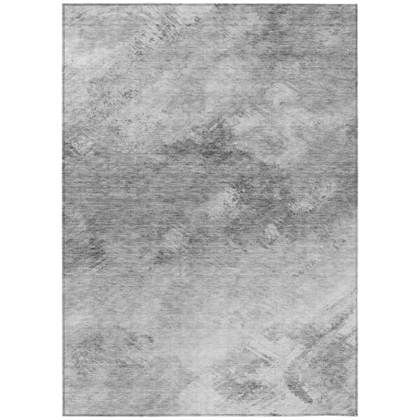 3' X 5' Silver Gray And Ivory Abstract Washable Indoor Outdoor Area Rug