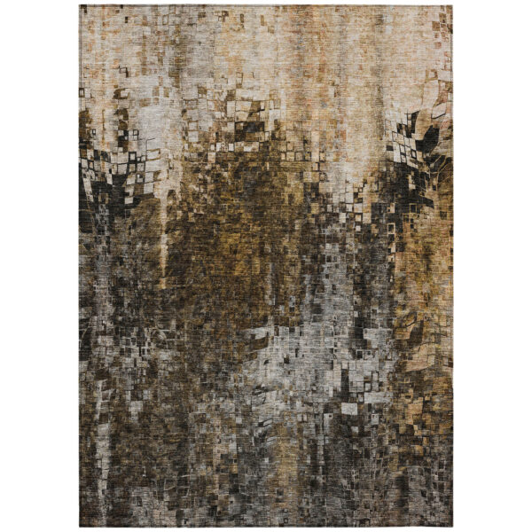 8' X 10' Brown And Copper Abstract Washable Indoor Outdoor Area Rug