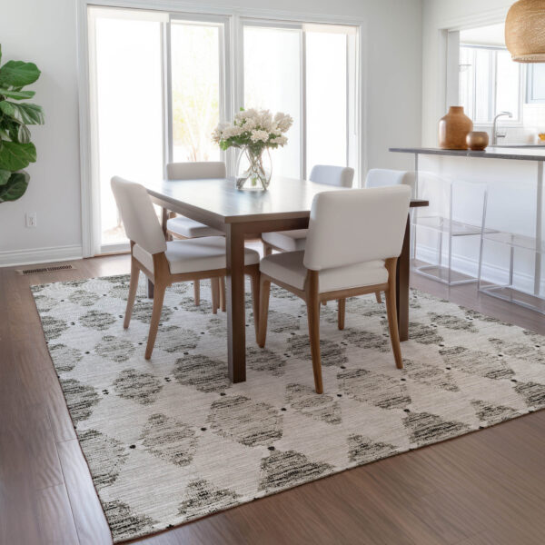 9' X 12' Taupe Beige And Coffee Moroccan Washable Indoor Outdoor Area Rug