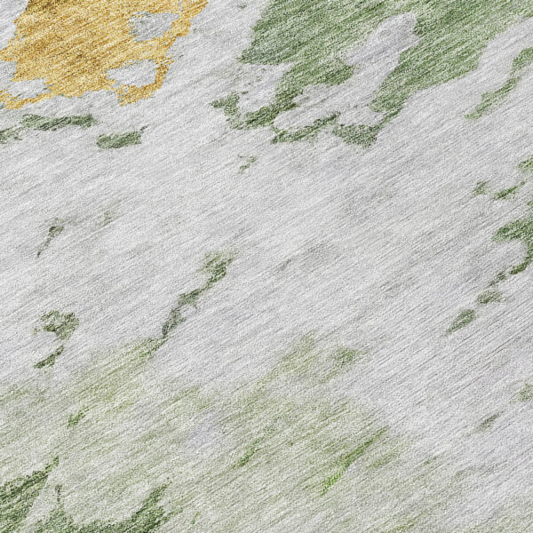 8' Artichoke Green And Olive Green Round Abstract Washable Indoor Outdoor Area Rug