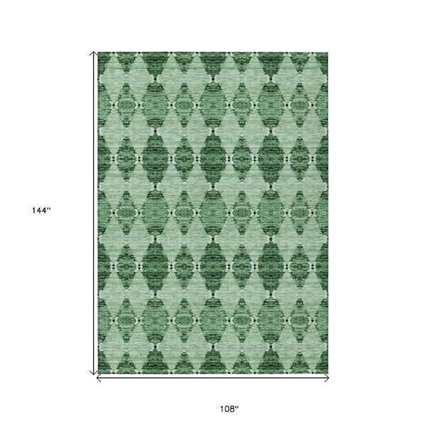 9' X 12' Emerald And Green Moroccan Washable Indoor Outdoor Area Rug