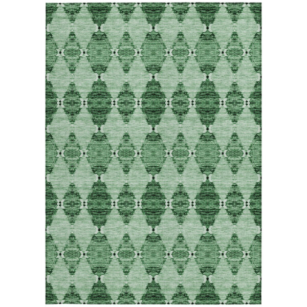 9' X 12' Emerald And Green Moroccan Washable Indoor Outdoor Area Rug