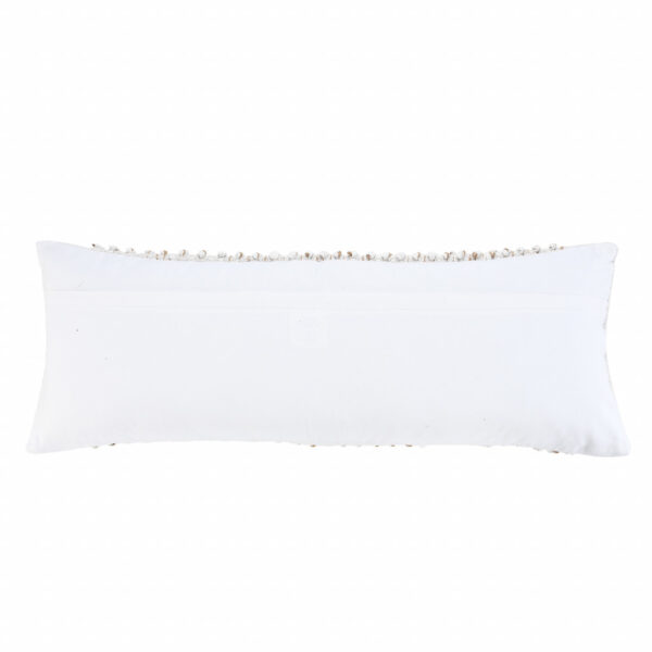 14" X 36" White And Tan 100% Cotton Abstract Zippered Pillow