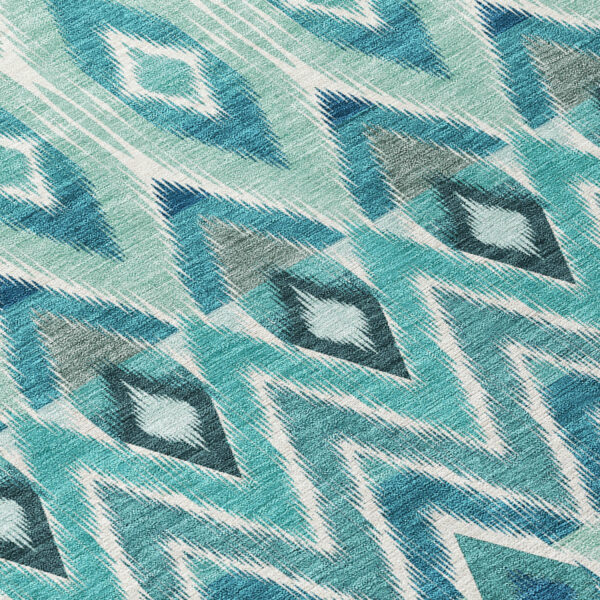 8' X 10' Teal Blue Aqua And Mint Green Southwestern Washable Indoor Outdoor Area Rug