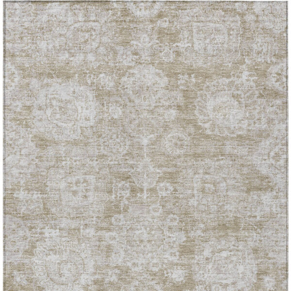 8' X 10' Beige Tan And Gray Floral Washable Indoor Outdoor Area Rug