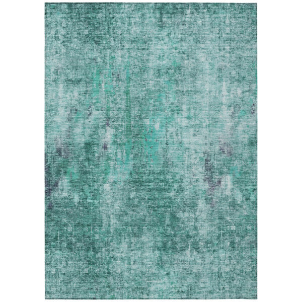 5' X 8' Teal Blue Green And Gray Abstract Washable Indoor Outdoor Area Rug