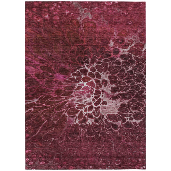 5' X 8' Merlot Blush And Gray Abstract Washable Indoor Outdoor Area Rug