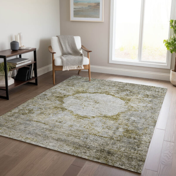 8' X 10' Taupe Brown And Gray Oriental Washable Indoor Outdoor Area Rug