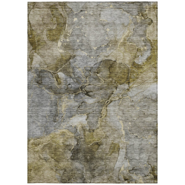 10' X 14' Taupe Brown And Gray Abstract Washable Indoor Outdoor Area Rug