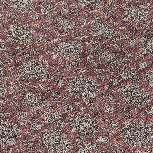 5' X 8' Merlot Gray And Taupe Floral Washable Indoor Outdoor Area Rug