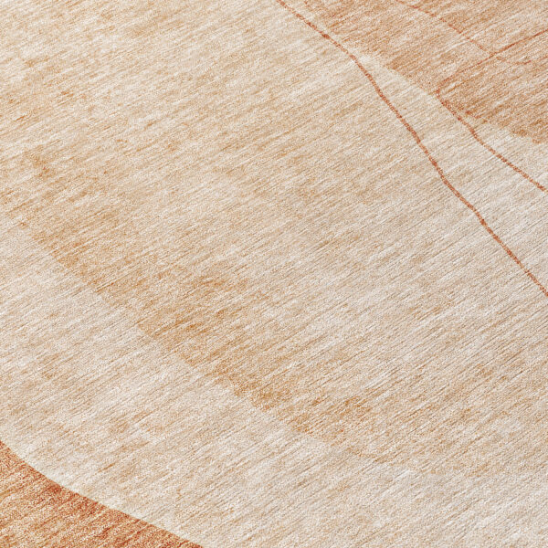 8' Terra Cotta Orange And Copper Round Abstract Washable Indoor Outdoor Area Rug