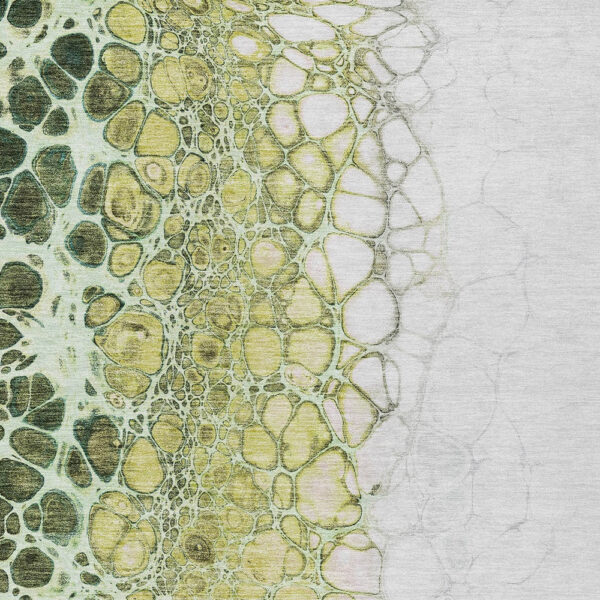 9' X 12' Olive Green And Gold Abstract Washable Indoor Outdoor Area Rug