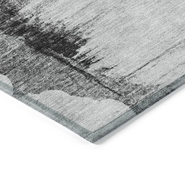 5' X 8' Gray Silver And Charcoal Abstract Washable Indoor Outdoor Area Rug
