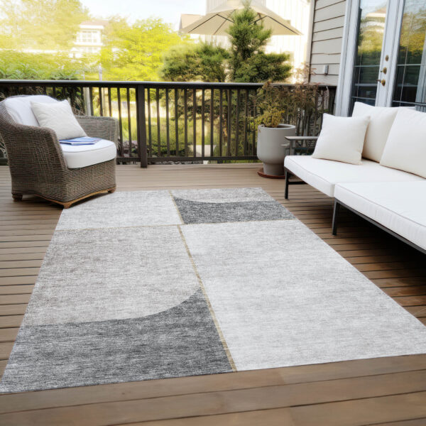 9' X 12' Taupe Beige And Gray Abstract Washable Indoor Outdoor Area Rug