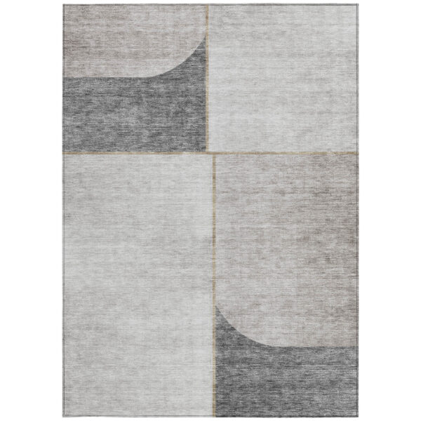 8' X 10' Taupe Beige And Gray Abstract Washable Indoor Outdoor Area Rug
