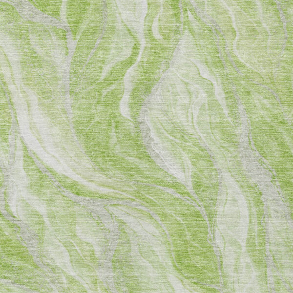 9' X 12' Green And Ivory Abstract Washable Indoor Outdoor Area Rug