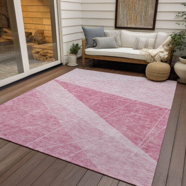 3' X 5' Pink Mauve And Blush Geometric Washable Indoor Outdoor Area Rug