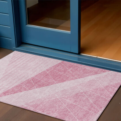 3' X 5' Pink Mauve And Blush Geometric Washable Indoor Outdoor Area Rug