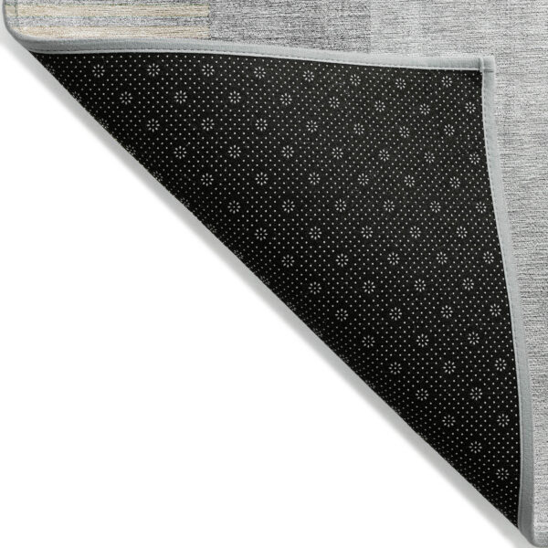5' X 8' Silver Gray And Beige Geometric Washable Indoor Outdoor Area Rug