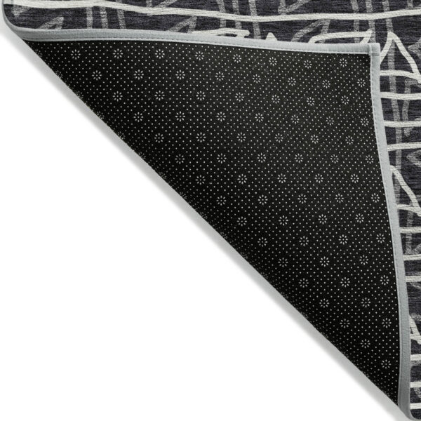 3' X 5' Black Gray And Ivory Geometric Washable Indoor Outdoor Area Rug