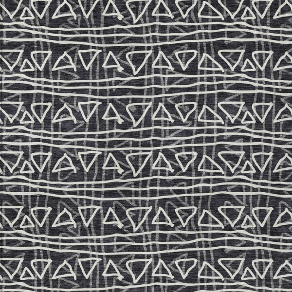 3' X 5' Black Gray And Ivory Geometric Washable Indoor Outdoor Area Rug