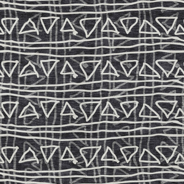 3' X 5' Black Gray And Ivory Geometric Washable Indoor Outdoor Area Rug