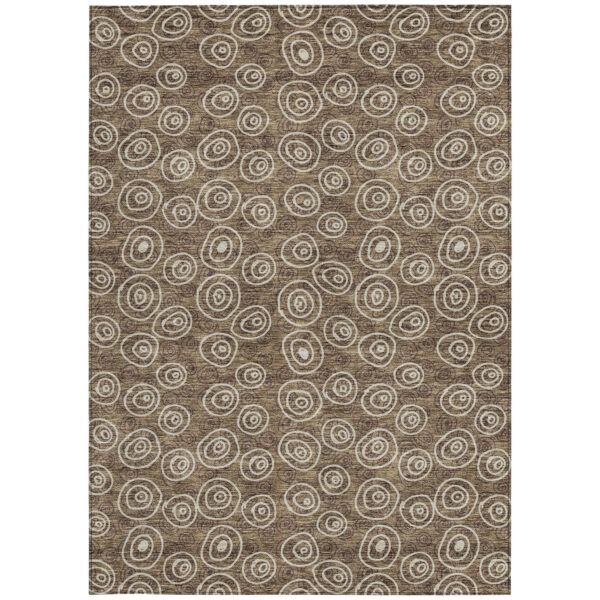 3' X 5' Brown Taupe And Beige Geometric Washable Indoor Outdoor Area Rug