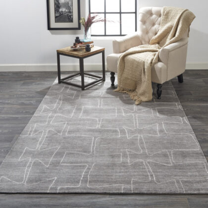 8' X 10' Gray Taupe And Ivory Abstract Hand Woven Area Rug