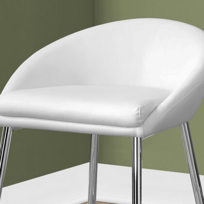 Set of Two 24" White and Silver Metal Low Back Bar Chairs