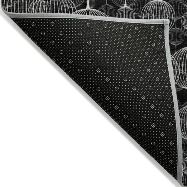 8' X 10' Black Charcoal And Ivory Geometric Washable Indoor Outdoor Area Rug