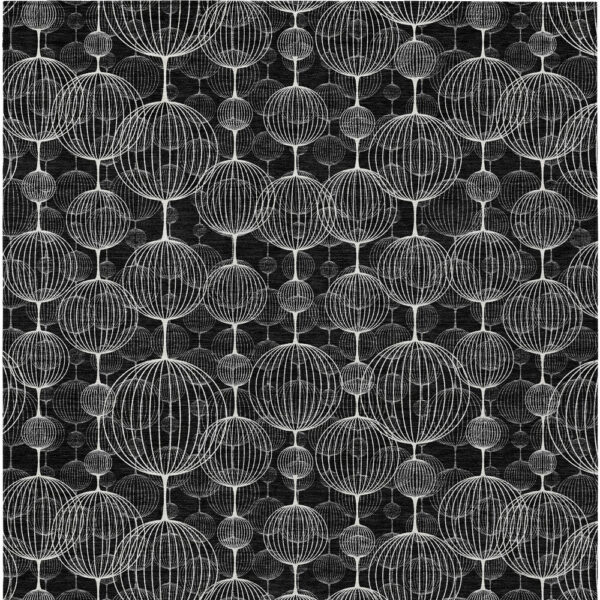 8' X 10' Black Charcoal And Ivory Geometric Washable Indoor Outdoor Area Rug