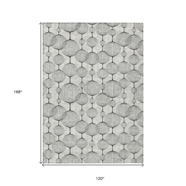 10' X 14' White Gray And Silver Geometric Washable Indoor Outdoor Area Rug
