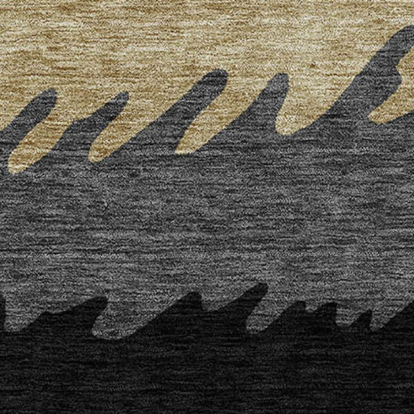 9' X 12' Black Charcoal And Silver Striped Washable Indoor Outdoor Area Rug