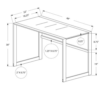 22" Silver Glass Computer Desk