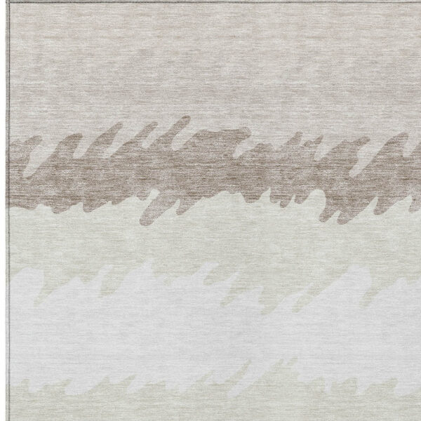 10' X 14' Ivory Beige And Taupe Striped Washable Indoor Outdoor Area Rug